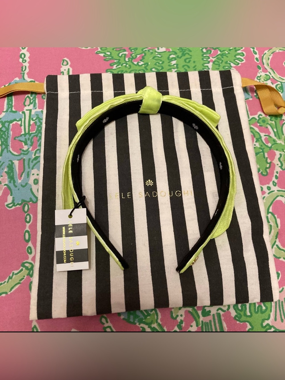 Lele Sadoughi Lime Green Knot Headband